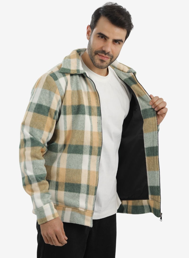 WHITE RABBIT Men’s Plaid Wool Blend Zip Jacket - Image 3